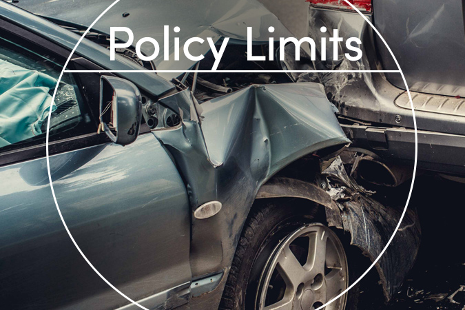High-speed fender bender with text overlaid: Policy Limits